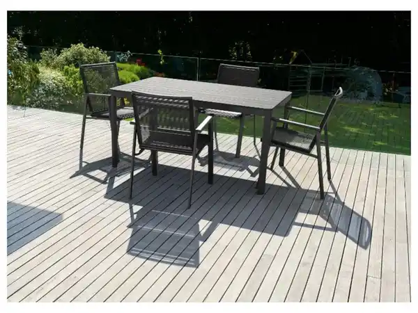 Bild 3 von LIVARNO home Alu-Gartentisch »Miami«, mit dekorativer Holzstruktur, anthrazit