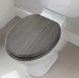 WC Sitz Holz mit Soft Close Maserung grau