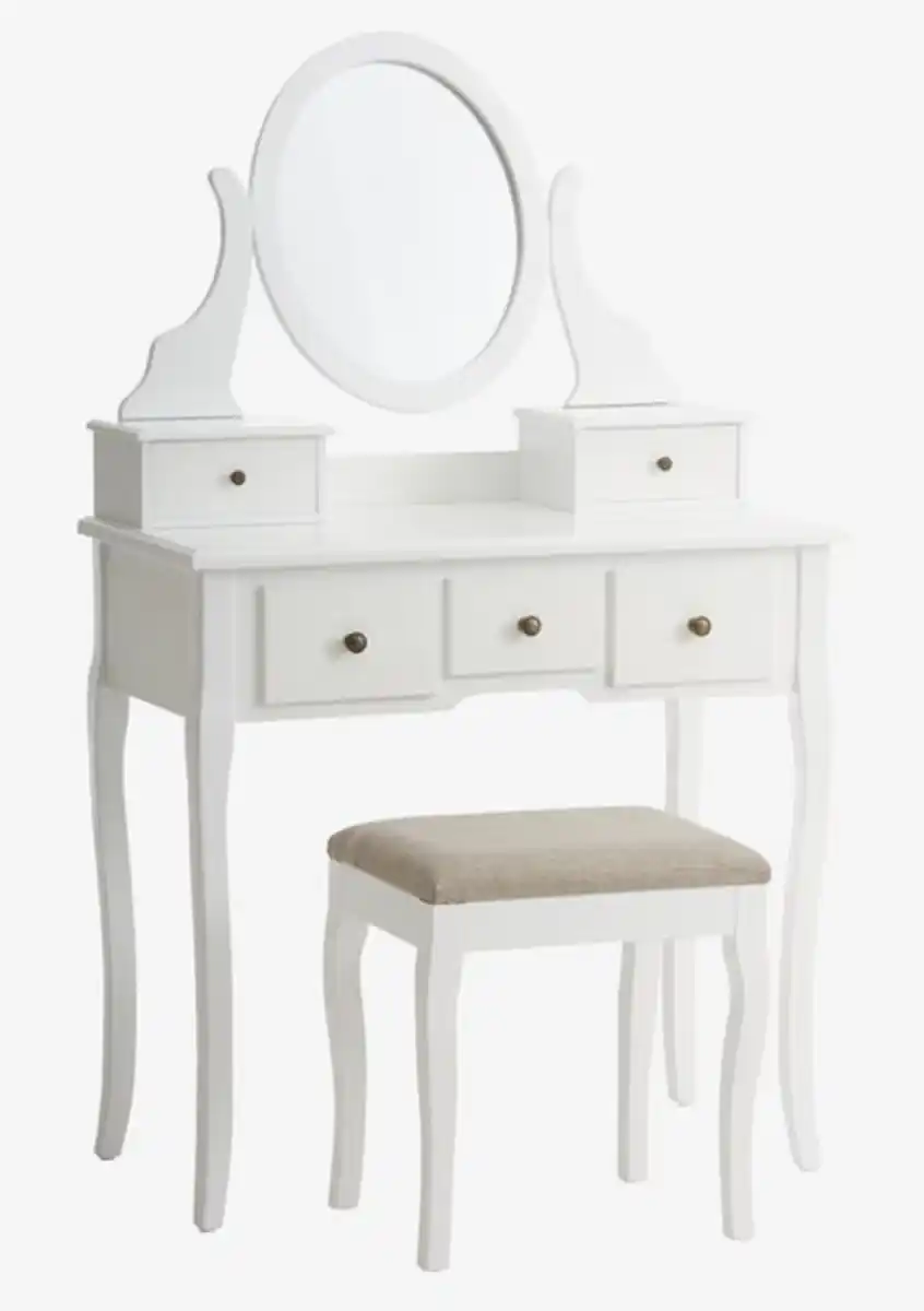 Bild 1 von Schminktisch + Hocker MALLING m/Spiegel weiß/beige