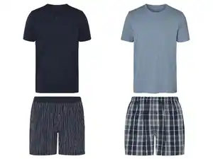 esmara Men Herren Shorty Pyjama, aus reiner Baumwolle