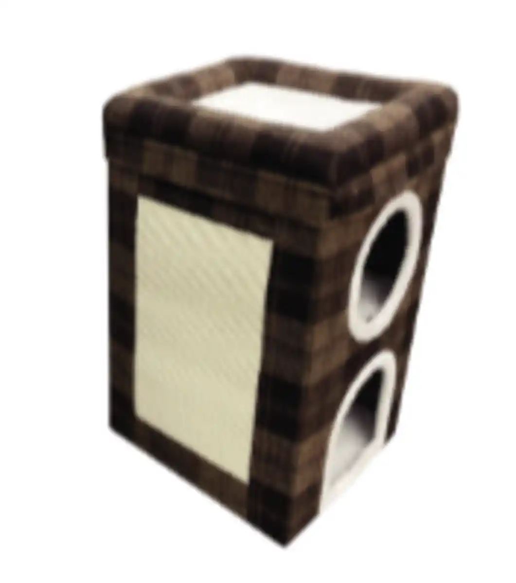 Bild 1 von Katzenturm 3Ebenen+Kratzbrett 39x39x64cm Farbe: Braun