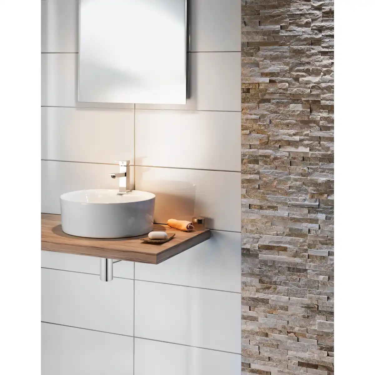 Bild 3 von RENOVO Wandverblender, Quarzit, beige, BxHxT: 40 x 10 x 0,9-1,2 cm