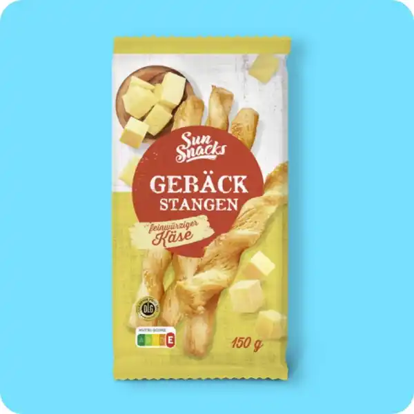 Bild 1 von SUNSNACKS Gebäckstangen, Käse oder Meersalz