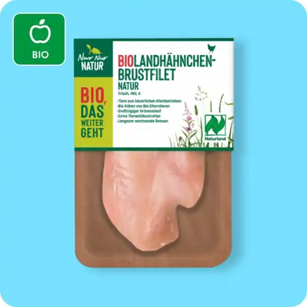 Bild 1 von NUR NUR NATUR Bio-Landhähnchen-Brustfilet, HKL A