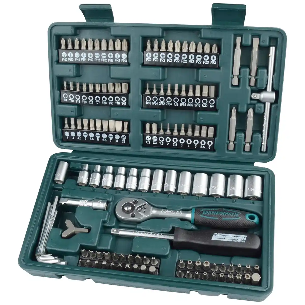 Bild 1 von BRÜDER MANNESMANN Steckschlüsselsatz, 130-teilig, Schlüsselgröße: 4 - 14 mm