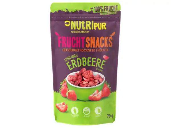 Bild 1 von Nutripur Fruchtsnacks Erdbeere,  70 g
