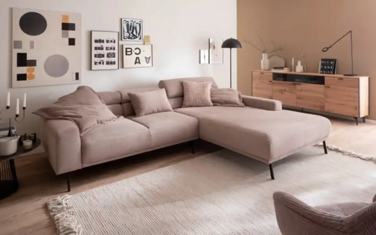 Bild 1 von Wohnlandschaft Tossa, Cord/taupe, inkl. Kopfteilverstellung