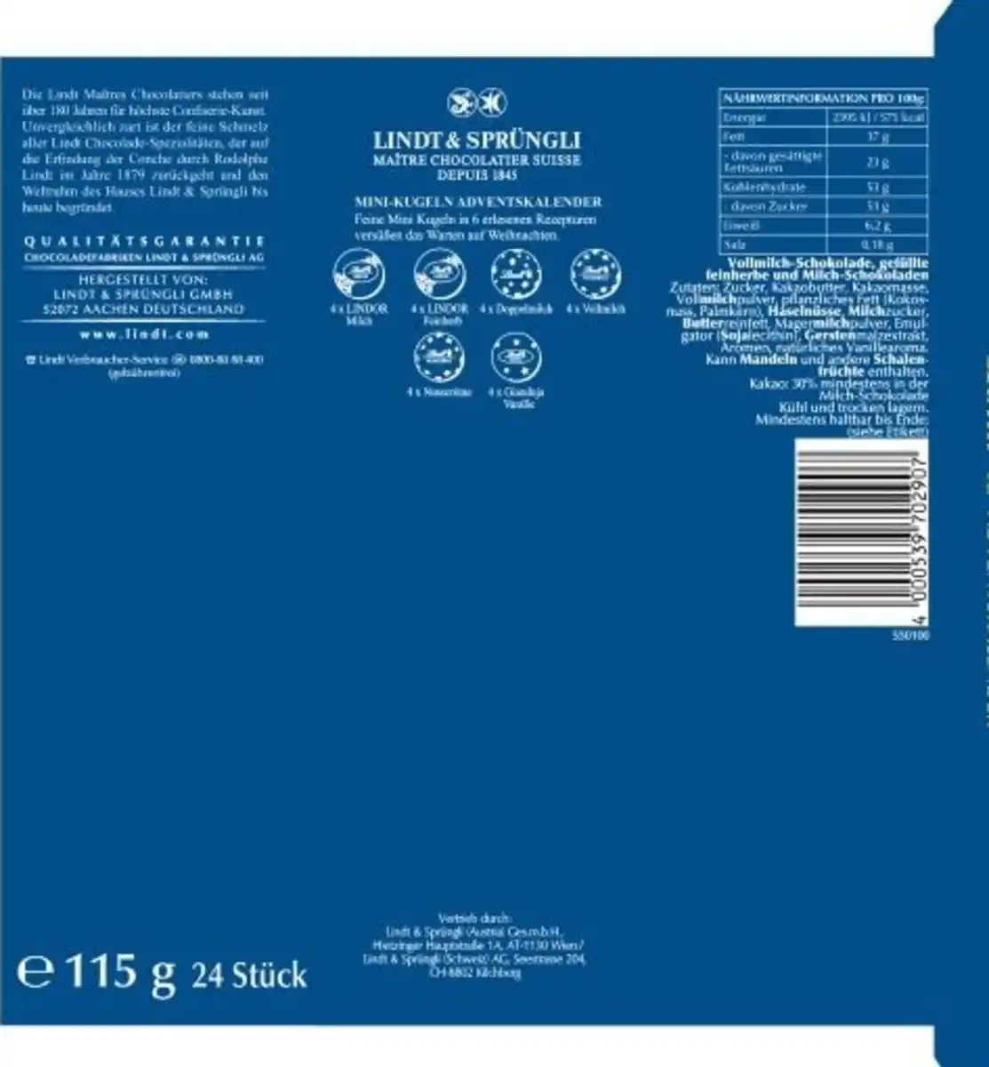 Bild 2 von Lindt Mini Tisch Adventskalender Weihnachtszauber 2025