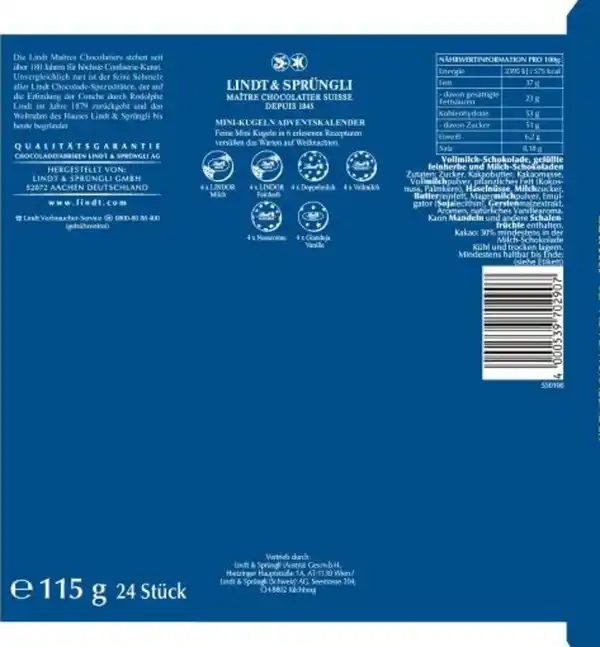 Bild 2 von Lindt Mini Tisch Adventskalender Weihnachtszauber 2025