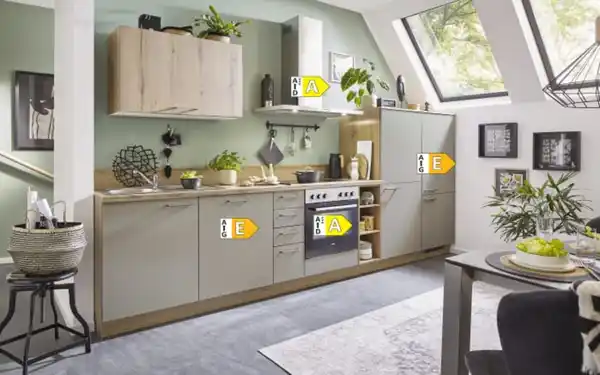 Bild 4 von Einbauküche Clare/Plamos, creme/astig Eiche Nachbildung, inkl. Elektrogeräte