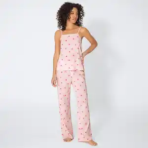 Damen-Schlafanzug mit Blumenmuster, 2-teilig