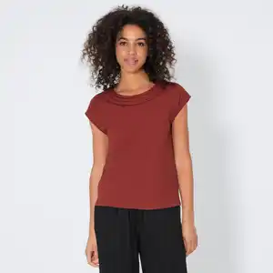 Damen-T-Shirt mit Flechtzöpfen am Ausschnitt