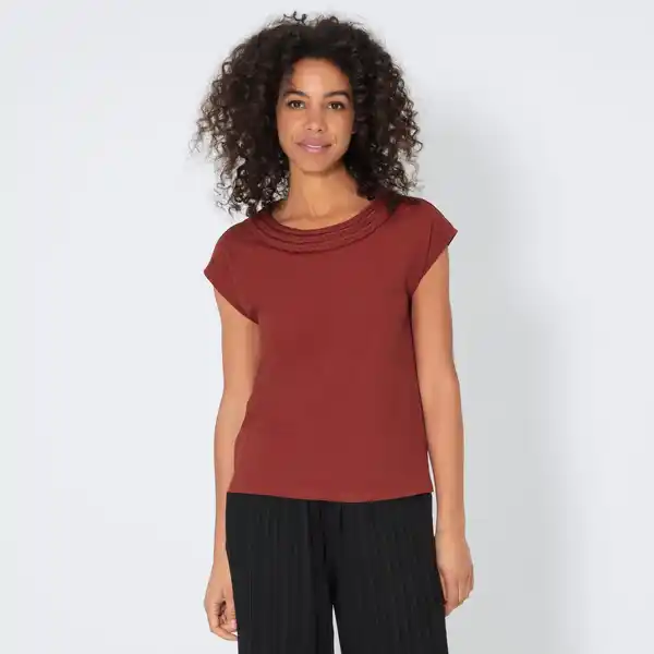 Bild 1 von Damen-T-Shirt mit Flechtzöpfen am Ausschnitt