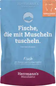 Herrmann's Manufaktur Katzennassfutter Selection Adult Fisch mit Shrimps und Grünlippmuschel, 100 g