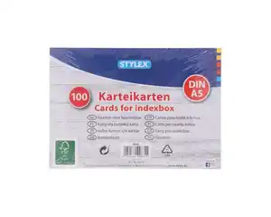 STYLEX®  Karteikarten DIN A5 weiß linert 100er
