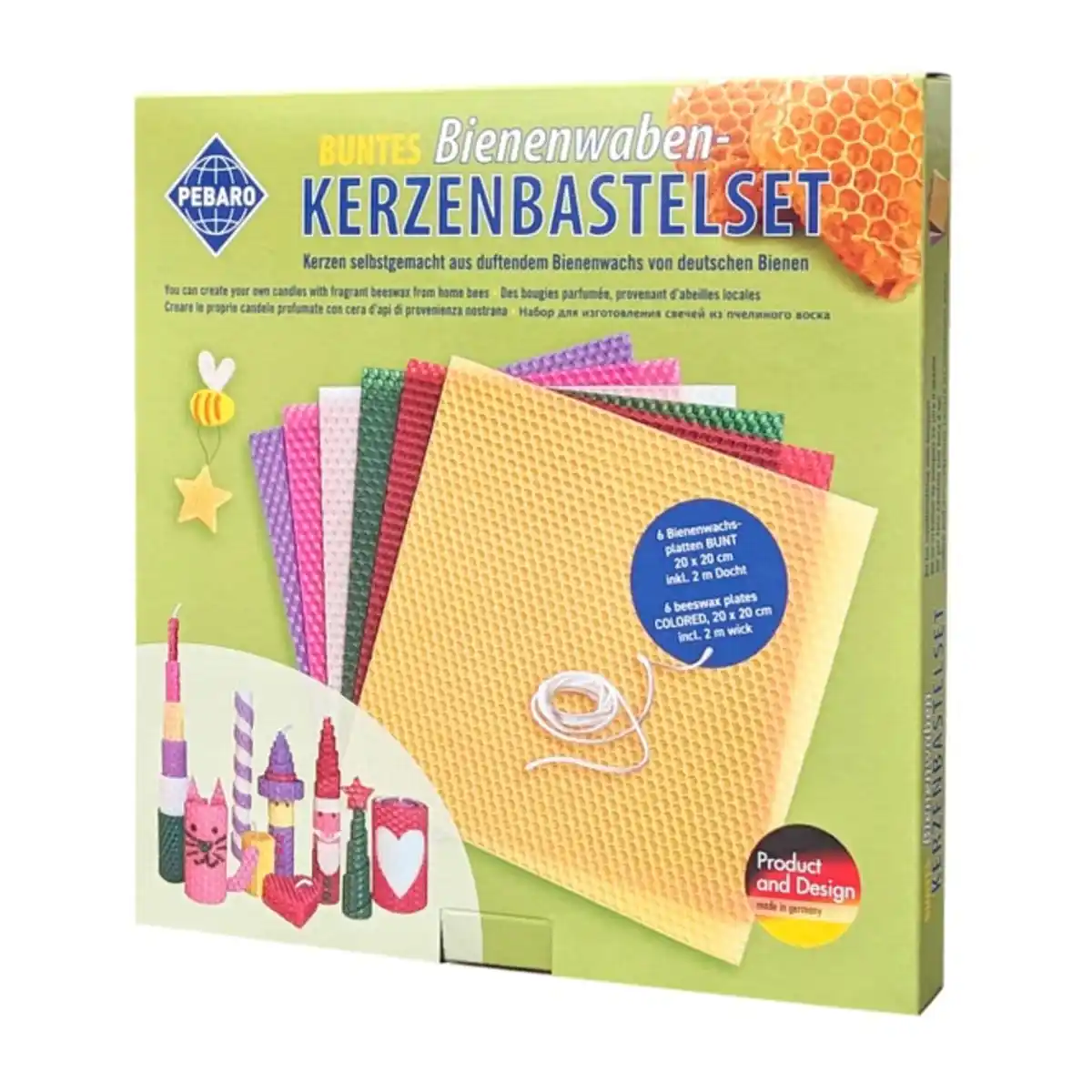 Bild 1 von Pebaro - Buntes Kerzenbastelset Bienenwaben