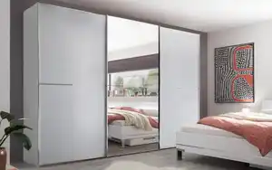 Staud - Schwebetürenschrank Studioline, alpinweiß/weiß, 298 x 222 cm