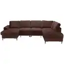 Bild 1 von Carryhome Wohnlandschaft, Dunkelbraun, Textil, 5-Sitzer, Füllung: Schaumstoffflocken, Ottomane links, U-Form, 303x197 cm, Liegefunktion, seitenverkehrt erhältlich, Schlafen auf Sitzhöhe, Rücken e