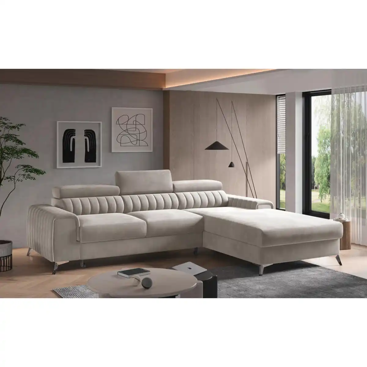 Bild 1 von Mid.you Ecksofa, Beige, Textil, 3-Sitzer, 278x205 cm, Made in EU, Wohnzimmer, Sofas & Couches, Wohnlandschaften