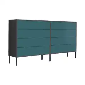 Mid.you Sideboard Mailand Set 1 + MF, Anthrazit, Petrol, Holzwerkstoff, 8 Schubladen, 158x86x33 cm, stehend, erweiterbar, Wohnzimmer, Kommoden & Sideboards, Sideboards