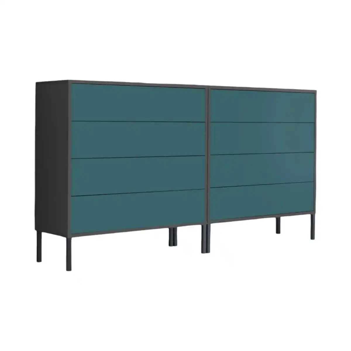 Bild 1 von Mid.you Sideboard Mailand Set 1 + MF, Anthrazit, Petrol, Holzwerkstoff, 8 Schubladen, 158x86x33 cm, stehend, erweiterbar, Wohnzimmer, Kommoden & Sideboards, Sideboards