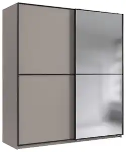 Schwebetürenschrank Ulm Beige/Greige, Silberfarben, Beige, Greige
