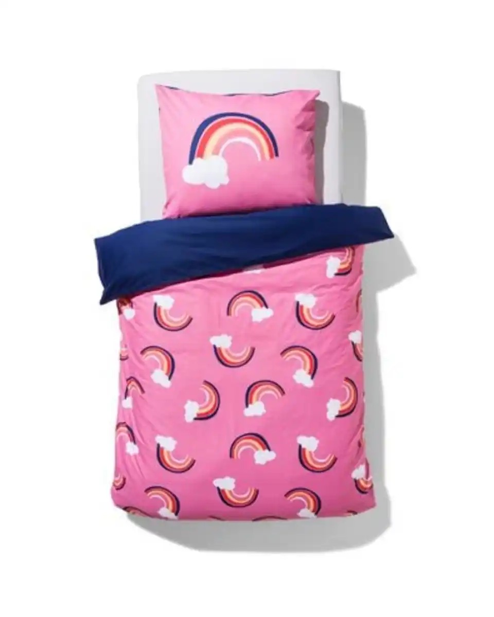 Bild 1 von Kinder-Bettwäsche – Soft Cotton – 140 x 200 cm – rosa mit Regenbogenmuster