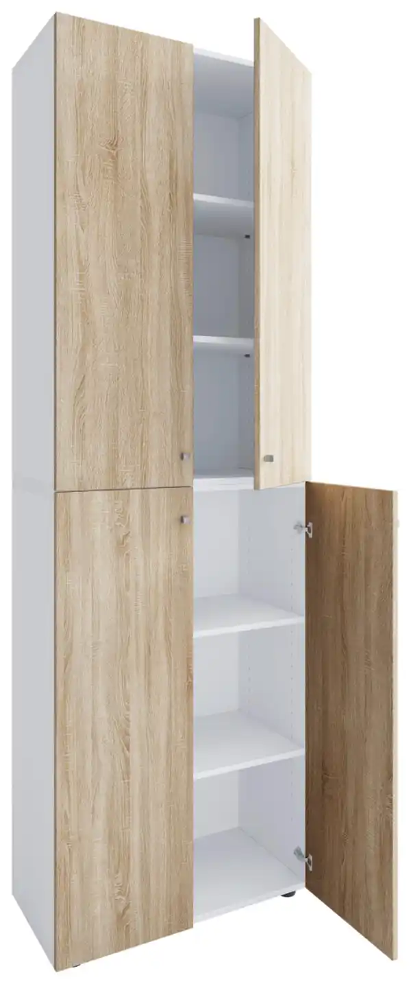 Bild 1 von Schuhschrank LONA Weiß/ Sonoma Eiche ca. 70x220x40 cm, Weiß, Sonoma Eiche