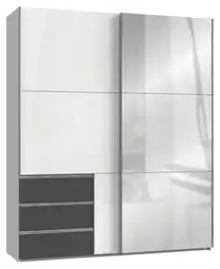 Schwebetürenschrank Level 36D ca. 200 cm Graphitfarben/Weiß, Graphitfarben, Weiß Hochglanz