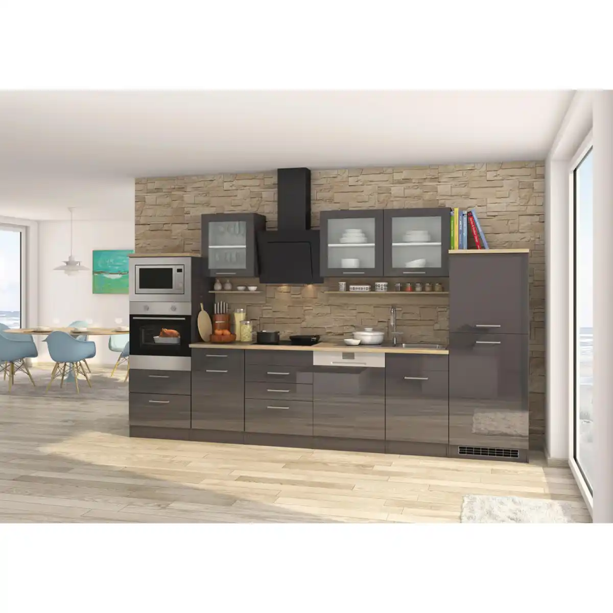 Bild 1 von Held Küchenleerblock, Graphit, Metall, 6 Schubladen, seitenverkehrt montierbar, nur wie online abgebildet bestellbar, 340 cm, Made in Germany, Küchen, Küchenzeilen & Küchenblöcke, Küchenzeilen