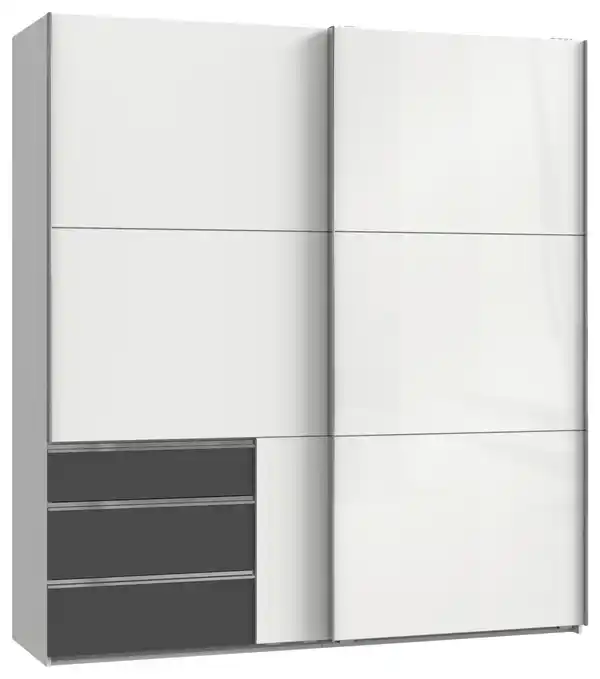 Bild 1 von Schwebetürenschrank Level 36D ca. 200 cm Graphitfarben/Weiß, Graphitfarben, Weiß Hochglanz