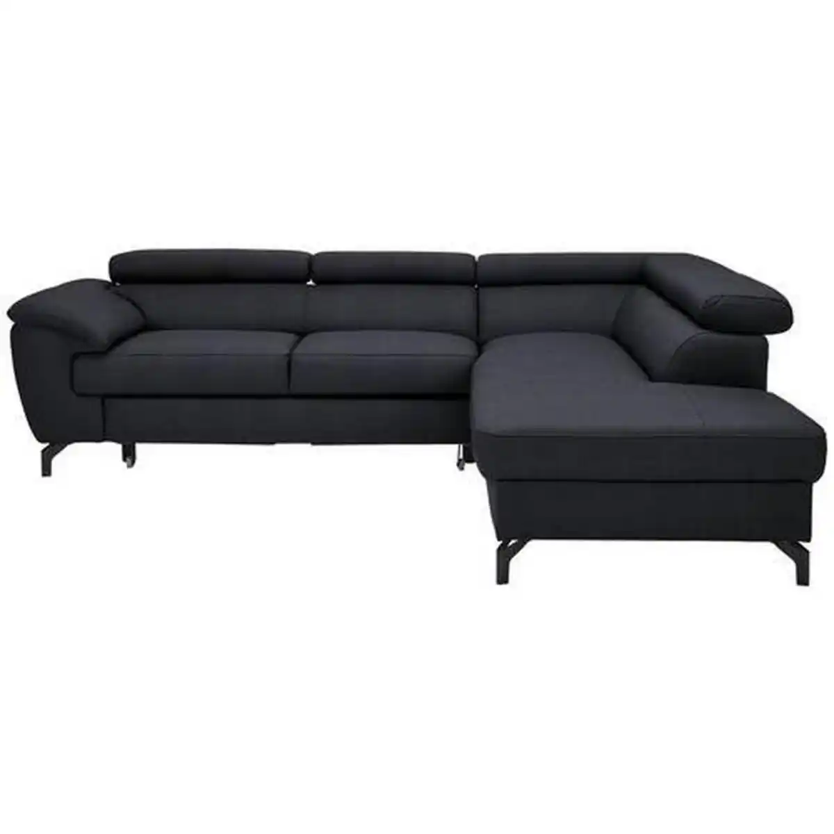 Bild 1 von Celina Home Ecksofa, Schwarz, Textil, Leder, Kombination Echtleder/Lederlook, Rindleder, 5-Sitzer, L-Form, Ottomane rechts, 256x220 cm, Made in EU, Rücken echt, Hocker erhältlich, seitenverkehrt St