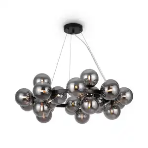 Maytoni Pendelleuchte Modern, Grau, Schwarz, Metall, Glas, Kugel,Kugel, 23.8 cm, CE, beliebig kürzbar, gleichmäßige Lichtverteilung, Lampen & Leuchten, Innenbeleuchtung, Hängelampen, Pendelleucht