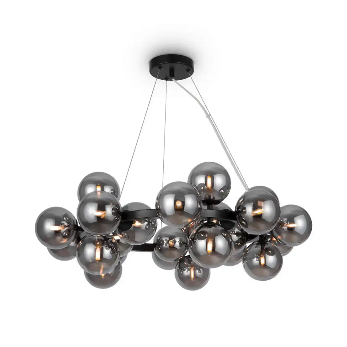 Bild 1 von Maytoni Pendelleuchte Modern, Grau, Schwarz, Metall, Glas, Kugel,Kugel, 23.8 cm, CE, beliebig kürzbar, gleichmäßige Lichtverteilung, Lampen & Leuchten, Innenbeleuchtung, Hängelampen, Pendelleucht