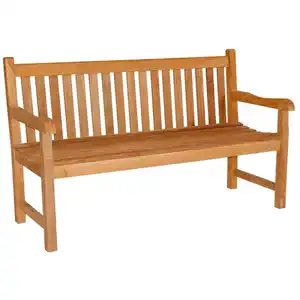Gardenson Gartenbank, Hellbraun, Holz, Teakholz, Hartholz, 3-Sitzer, 150x92x63 cm, mit Rückenlehne, abwischbar, Gartenmöbel, Gartenbänke