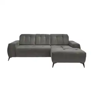 Livetastic Ecksofa, Grau, Textil, Uni, 4-Sitzer, Ottomane rechts, L-Form, 258x180 cm, Made in EU, Typenauswahl, Stoffauswahl, seitenverkehrt erhältlich, Rücken echt, Armteil links, rechts, USB-Ansc
