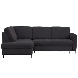 Carryhome Ecksofa, Dunkelbraun, Textil, Buche, massiv, 3-Sitzer, Ottomane links, L-Form, 241x184 cm, Stoffauswahl, seitenverkehrt erhältlich, Schlafen auf Sitzhöhe, Rücken echt, Wohnzimmer, Sofas