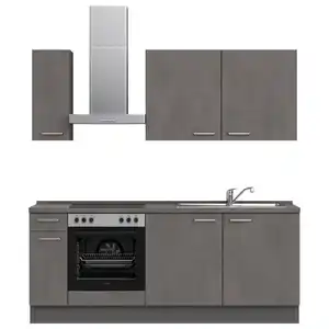 Nobilia Küchenleerblock Riva, Schiefer, Metall, 1 Schubladen, nur wie online abgebildet bestellbar, 210 cm, Blauer Engel, Pefc, Goldenes M, Made in Germany, DGM-Klimapakt, seitenverkehrt erhältlich