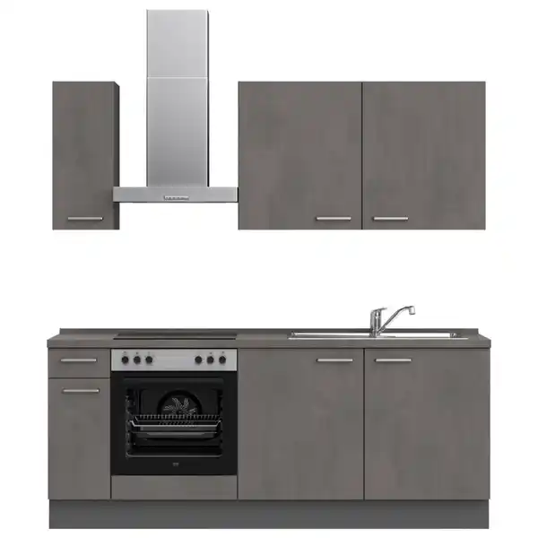 Bild 1 von Nobilia Küchenleerblock Riva, Schiefer, Metall, 1 Schubladen, nur wie online abgebildet bestellbar, 210 cm, Blauer Engel, Pefc, Goldenes M, Made in Germany, DGM-Klimapakt, seitenverkehrt erhältlich