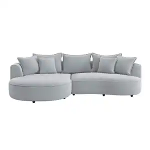 Livetastic Ecksofa Levi, Grauweiß, Textil, Ottomane links, L-Form, 287x168 cm, Made in EU, Rücken echt, Wohnzimmer, Sofas & Couches, Wohnlandschaften, Ecksofas