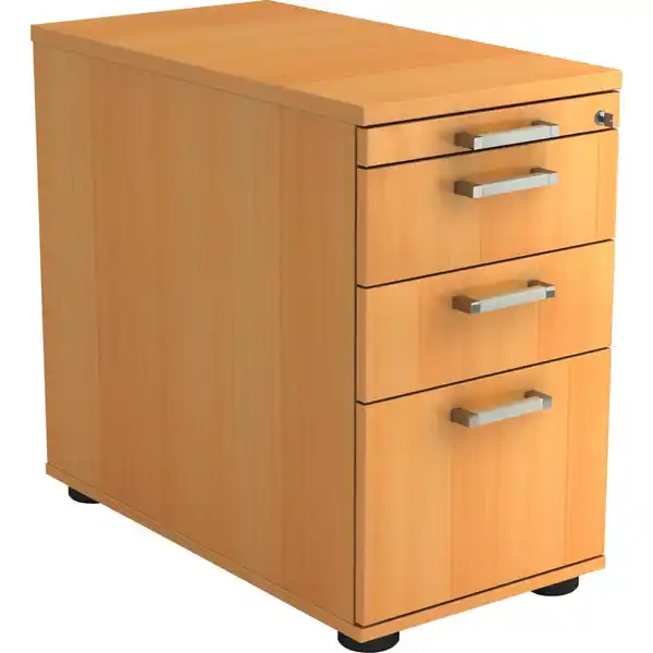 Bild 1 von Venda Anstellcontainer, Buche, Metall, 4 Schubladen, 42.8x72-76x80 cm, Fsc, DIN EN ISO 14001, Beimöbel erhältlich, Arbeitszimmer, Container