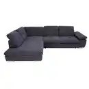Bild 1 von Xora Ecksofa, Dunkelgrau, Textil, Uni, 5-Sitzer, Ottomane links, L-Form, 313x242 cm, Goldenes M, Typenauswahl, Bettkasten erhältlich, Fußauswahl, Stoffauswahl, Armteilvarianten, seitenverkehrt Bett