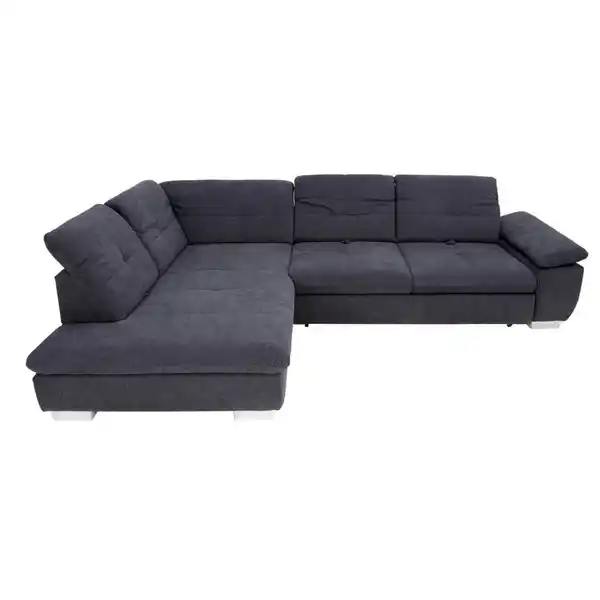 Bild 1 von Xora Ecksofa, Dunkelgrau, Textil, Uni, 5-Sitzer, Ottomane links, L-Form, 313x242 cm, Goldenes M, Typenauswahl, Bettkasten erhältlich, Fußauswahl, Stoffauswahl, Armteilvarianten, seitenverkehrt Bett