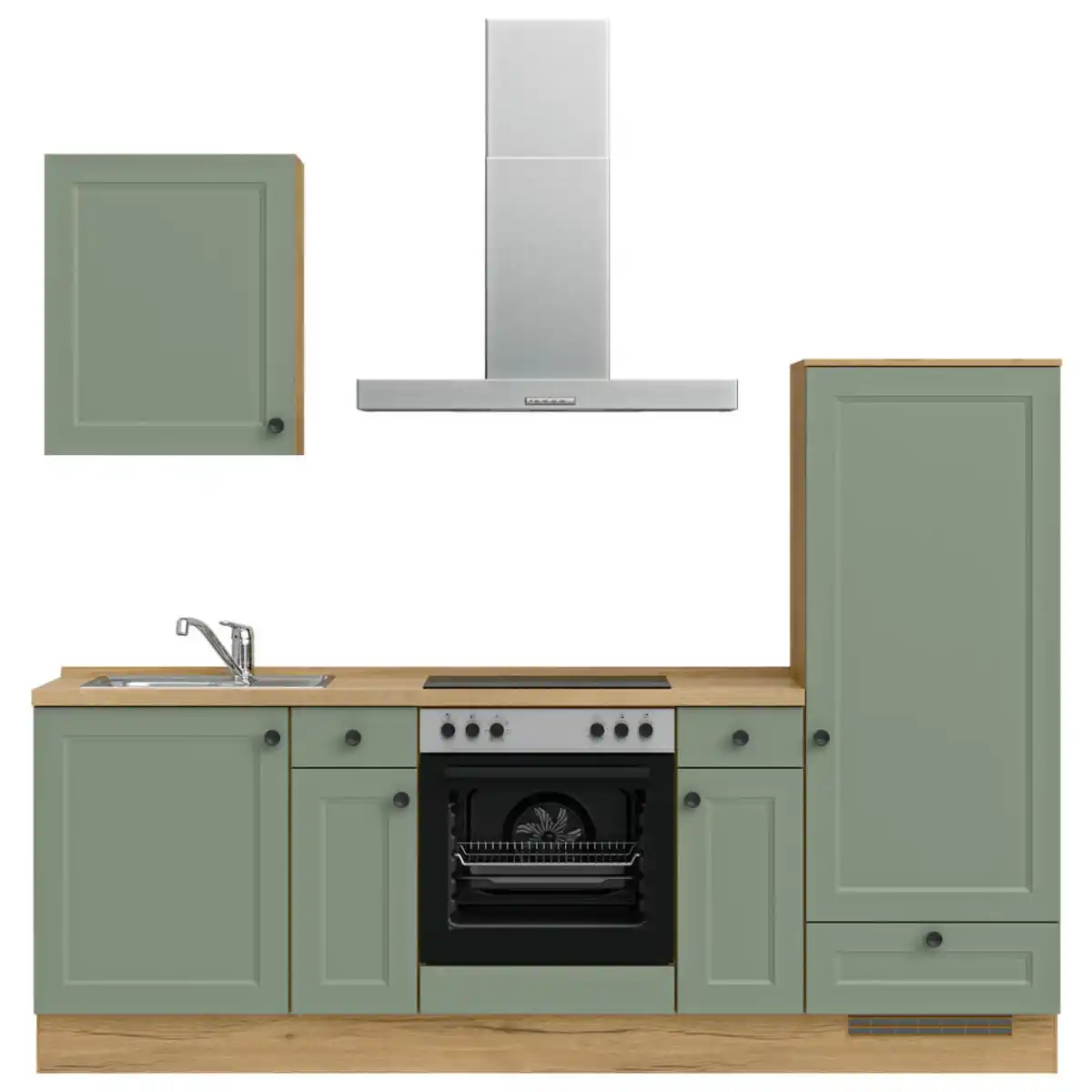 Bild 1 von Nobilia Küchenleerblock Cascada, Grün, Eiche, Metall, 3 Schubladen, nur wie online abgebildet bestellbar, 240 cm, Blauer Engel, Pefc, Goldenes M, Made in Germany, DGM-Klimapakt, seitenverkehrt erh
