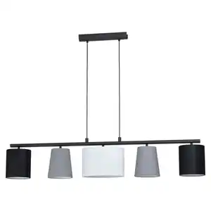 Eglo Hängeleuchte Almeida, Grau, Schwarz, Weiß, Metall, Textil, 25.5x110x120 cm, Lampen & Leuchten, Innenbeleuchtung, Hängelampen, Esstischlampen
