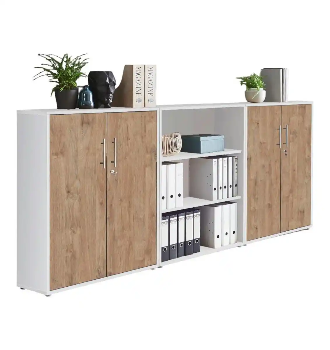 Bild 1 von Aktenschrank Office Edition Sw Set 9 Weiß/Eichefarben, Weiß, Eichefarben