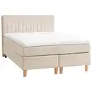 Bild 1 von Boxxx Boxspringbett, Beige, Textil, Buche, massiv, H2, Höhe ca. 17 cm, 140x200 cm, Stoffauswahl, Topper durchgehend, Matratze in verschiedenen Härtegraden erhältlich, durchgehend, Schlafzimmer, Be