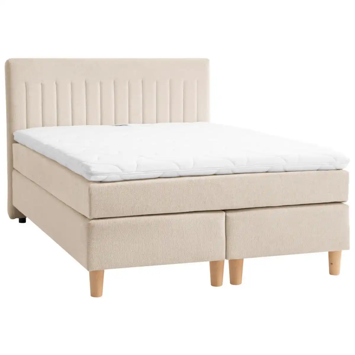 Bild 1 von Boxxx Boxspringbett, Beige, Textil, Buche, massiv, H2, Höhe ca. 17 cm, 140x200 cm, Stoffauswahl, Topper durchgehend, Matratze in verschiedenen Härtegraden erhältlich, durchgehend, Schlafzimmer, Be