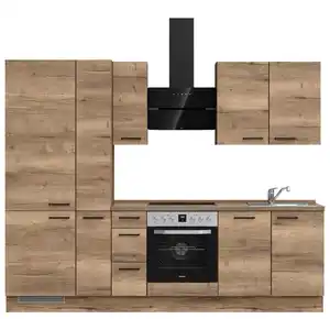 Nobilia Küchenleerblock Structura, Eiche dunkel, Metall, nur wie online abgebildet bestellbar, 270 cm, Blauer Engel, Pefc, Goldenes M, Made in Germany, DGM-Klimapakt, seitenverkehrt erhältlich, vor