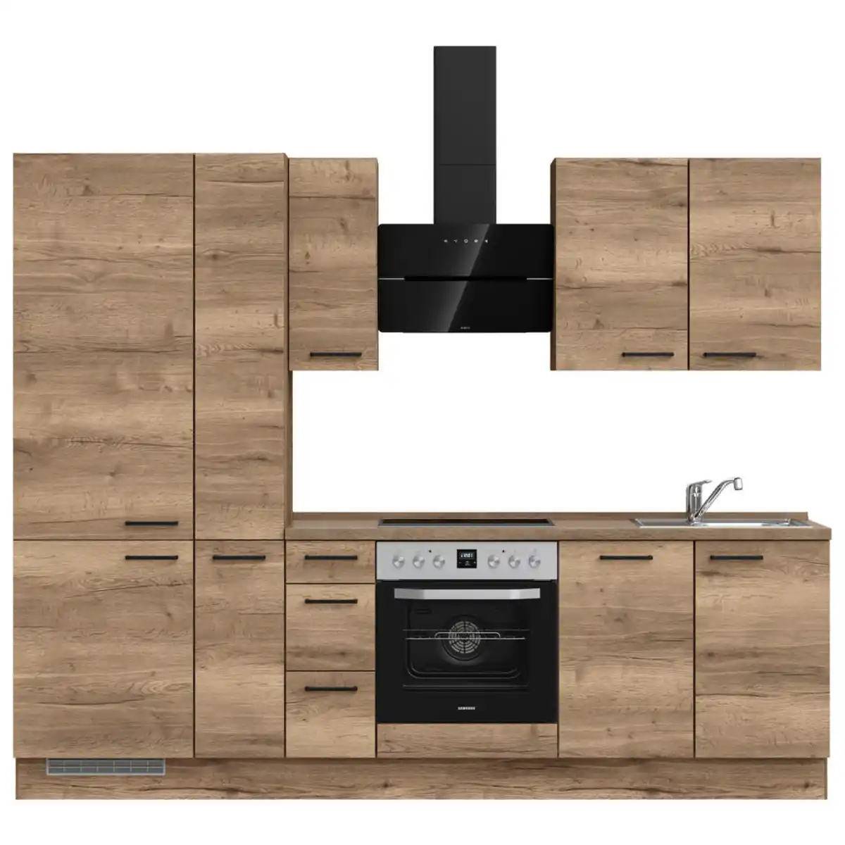 Bild 1 von Nobilia Küchenleerblock Structura, Eiche dunkel, Metall, nur wie online abgebildet bestellbar, 270 cm, Blauer Engel, Pefc, Goldenes M, Made in Germany, DGM-Klimapakt, seitenverkehrt erhältlich, vor